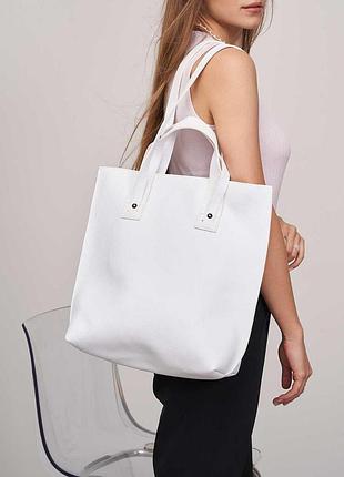 Женская сумка-шоппер экокожа,большая вместительная сумка на каждый день на плечо минди белый