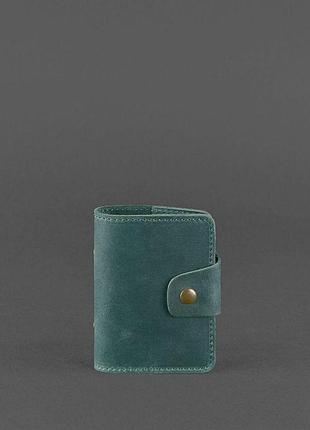 Шкіряний кард-кейс 7.1 (книжечка) смарагд