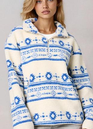 Кофта флисовая размер м с орнаментом