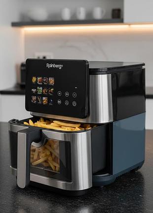 Аэрофритюрница rainberg rb-2321 4200 вт 12.5 л сенсорная 2 тэна нержавейка