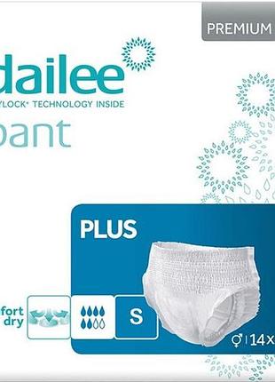 Підгузки-трусики для дорослих dailee premium plus s (60-100 см) 6 крапель 14 шт