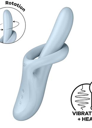 Вібратор з ротацією satisfyer heat flex 4 blue, підігрів до 39°c
