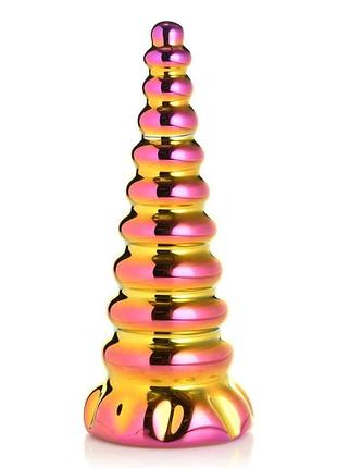 Фэнтезийный стеклянный фаллоимитатор creature cocks twilight rainbow glass dildo, 16 см