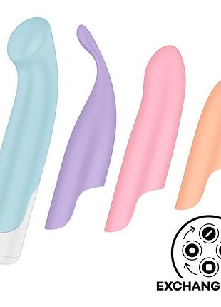 Набір 4-в-1 satisfyer playful four, вібратор та 4 насадки, 12 режимів