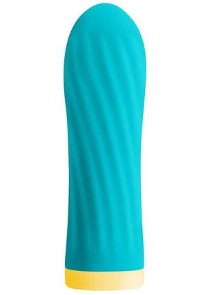Віброкуля s pleasures bullets twist & shout turquoise, бірюзова, ребриста поверхня, 10 режимів