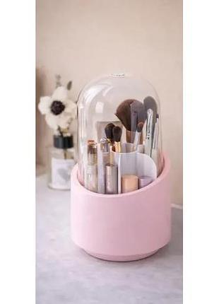 Поворотный органайзер для косметики и аксессуаров 360 розовый