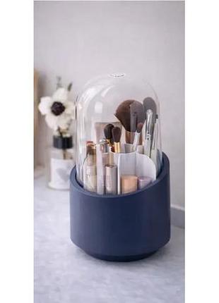Поворотный органайзер для косметики и аксессуаров 360 синий