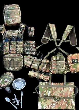 Плитоноска gen.9 та бойовий пояс gen.3 з кишенею під балістичний пакет 25x30 см мультикам 12 підсумків в ve-33