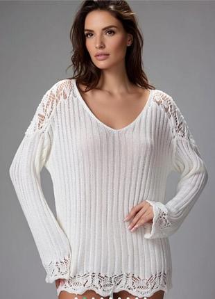Вискозный ажурный свитер джемпер