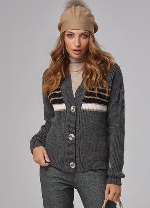 Свитер кардиган серый