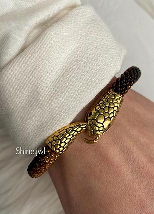 Жгут змія з бісеру коричневий золотий 3