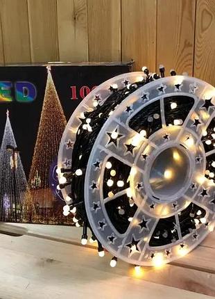 Гирлянда нить на катушке, от сети, 50м, 240led, теплый белый/ светодиодная led гирлянда на елку