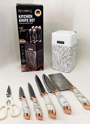 Набор ножей из нержавеющей стали с основанием rainberg rb-2326 white