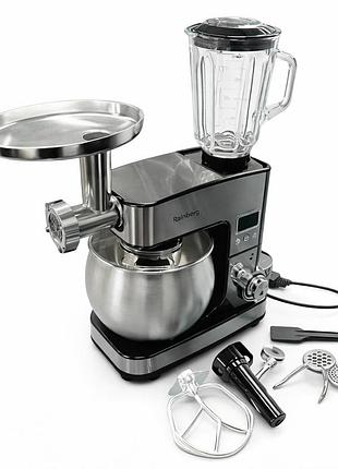Универсальный кухонный комбайн 6л rainberg rb-8087 планетарный миксер с тестомесом и блендером 4200вт