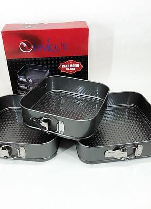 Набор квадратных разъемных форм для выпечки unique un-1704 20/22/24 см
