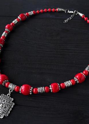 Намисто з натурального коралу з підвіскою ′своє серце′