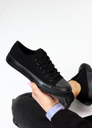 Черные текстильные кеды классический спортивный дизайн