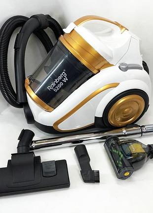 Пылесос rainberg rb-658tb колбовый с регулятором мощности и турбощеткой 5l - 5200 вт, пылесос домашний