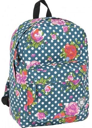 Легкий женский рюкзак в горошек с цветами 13l paso 17-780d