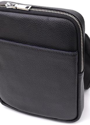 Зручна вертикальна сумка для чоловіків з натуральної шкіри vintage 22862 чорний