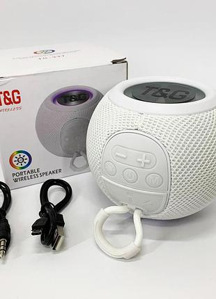 Бездротова потужна колонка tg337 з bluetooth, rgb-підсвічуванням та радіо. колір: білий