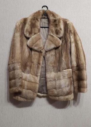 Норкова шуба. автоледі. бежева. горіх. натуральна шубка