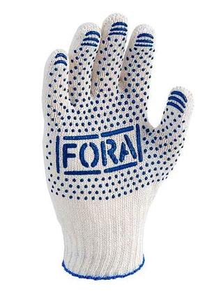 Перчатки рабочие 15 000 белые с пвх рисунком 10 класс, 10р. тм fora
