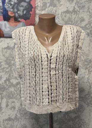 Жилетка вʼязана бежева жіноча