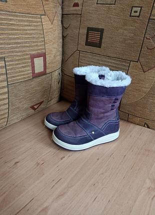 Сапоги детские для девочки, натуральная кожа, размер 25, фиолетовые