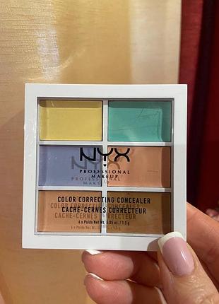 Палітра коректорів для обличчя nyx professional makeup palette conceal correct contour color correcting concealer, 9 г
