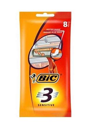 Однор. станок bic 3 для бритья чувствительная кожа (8шт.в уп.) тм bic