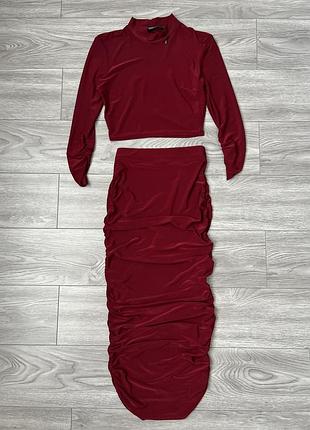 Костюм boohoo спідниця топ лонгслів xs-m