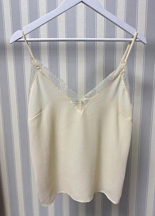 Постільна жовта майка з мереживом  na-kd