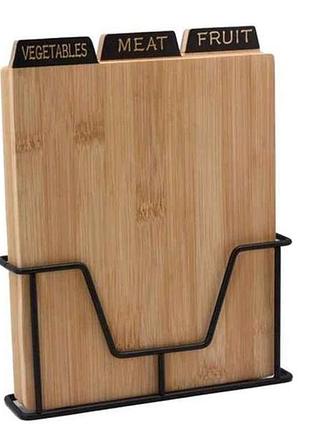 Набір дошок кухонних на підставці 3шт, 23,5х7,5х27см midori, бамбук, метал тм ardesto