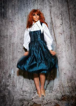 Сарафан в этно баварском стиле alpin amp узор атласный миди платье2 фото