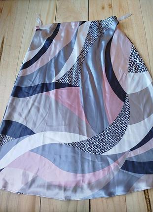 Атласна спідниця  міді на ріст  164-170