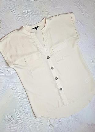 💝1+1=3 стильна бежева блуза сорочка на гудзиках peacocks, розмір 44 - 46