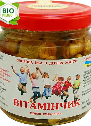 Вітамінчик 230грам. смаколик містить потужний вітамінно-мінеральний комплекс, «мед карпат».