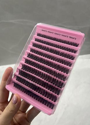 Вії пучкові з клеєм, пінцетом і щіточкою 80 d