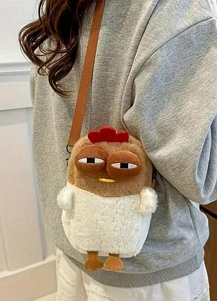 Мягкая плюшевая детская сумочка курочка