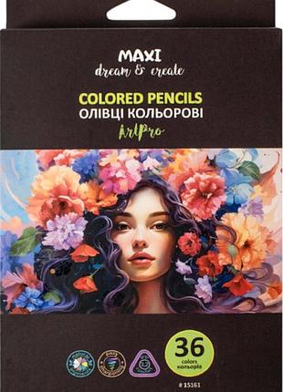 Олівці кольорові професійні 36 кольорів maxi art pro