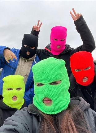 Нова балаклава зелена яскрава унісекс вʼязана лижна маска балаклава для фотосесій