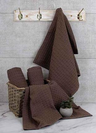 Рушник 40*60 коричневий вафельний (без бордюра) тм aisha
