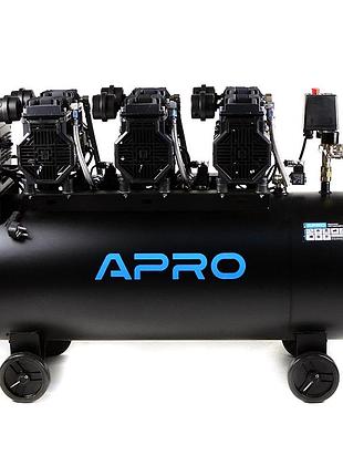 Компресор шестициліндровий безмасляний apro ofe-100 8бар 3х1.5квт 712л/хв 100л (2 крана)