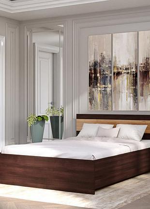 Кровать двуспальная эверест соната-1400 140х200 см венге темный/дуб крафт золотой (dtm-2090)