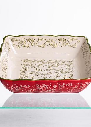Форма для запекания vintage 28×24×6 (см) квадратная форма для выпекания в духовке с ручками красная hm04-15