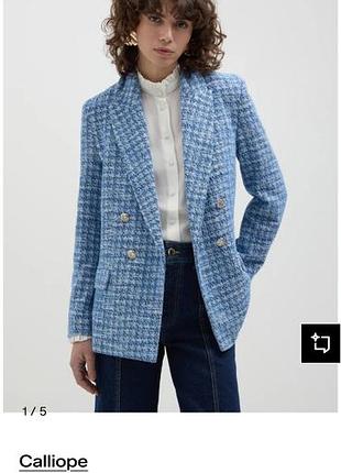 Блейзер calliope у блакитному кольорі з твідової тканини.
