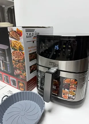 Фритюрница на 6,5л с двумя тэнами 4200 вт zepline zp-00233 со съемным колшиком на 8 программ с силиконовой формой