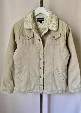 Стильна вельветова куртка піджак утеплений з тедді стьобана підкладка limited too