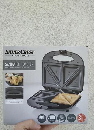 Сэндвич-тостер silvercrest kitchen tools 820 вт на 2 тоста с антипригарными пластинами